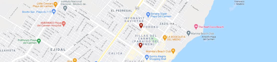 Playa del Carmen Car Rental Map